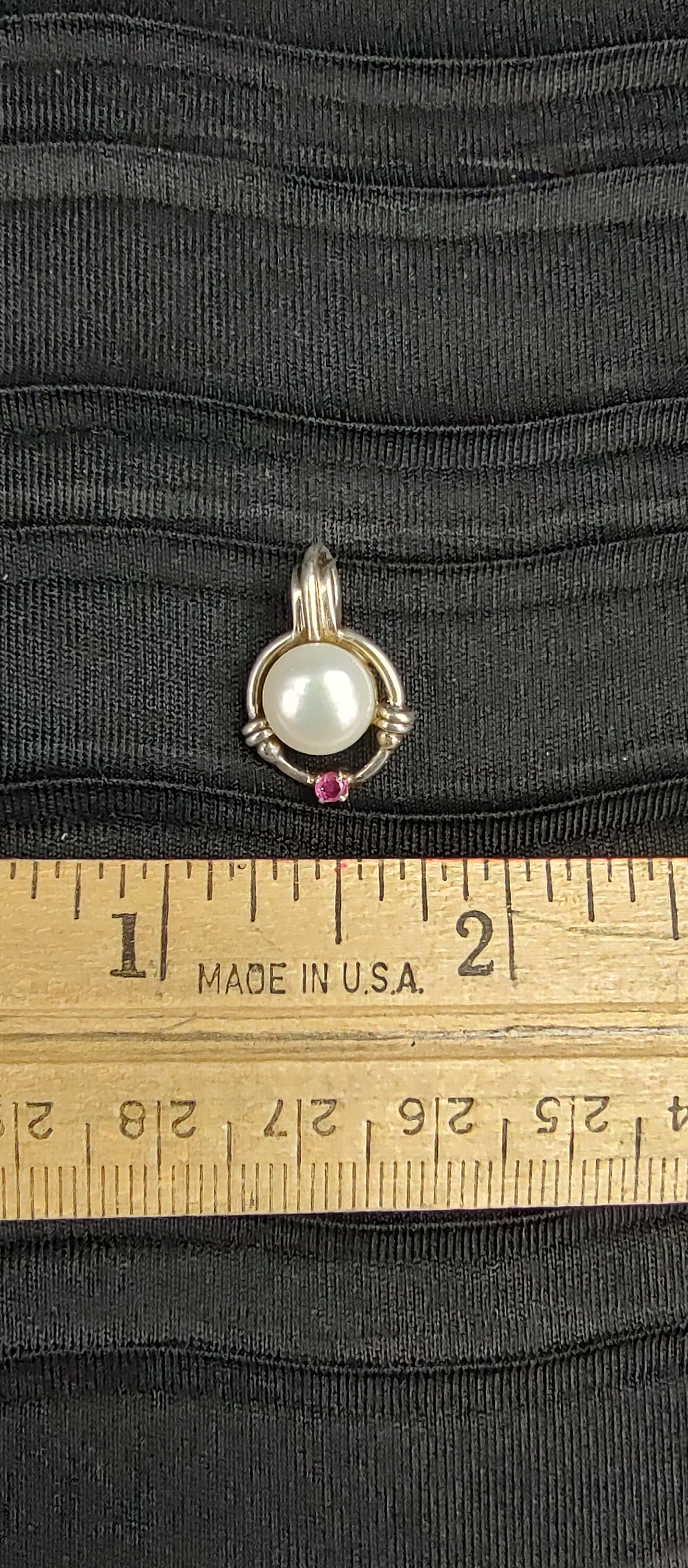 Pearl with Ruby on Silver