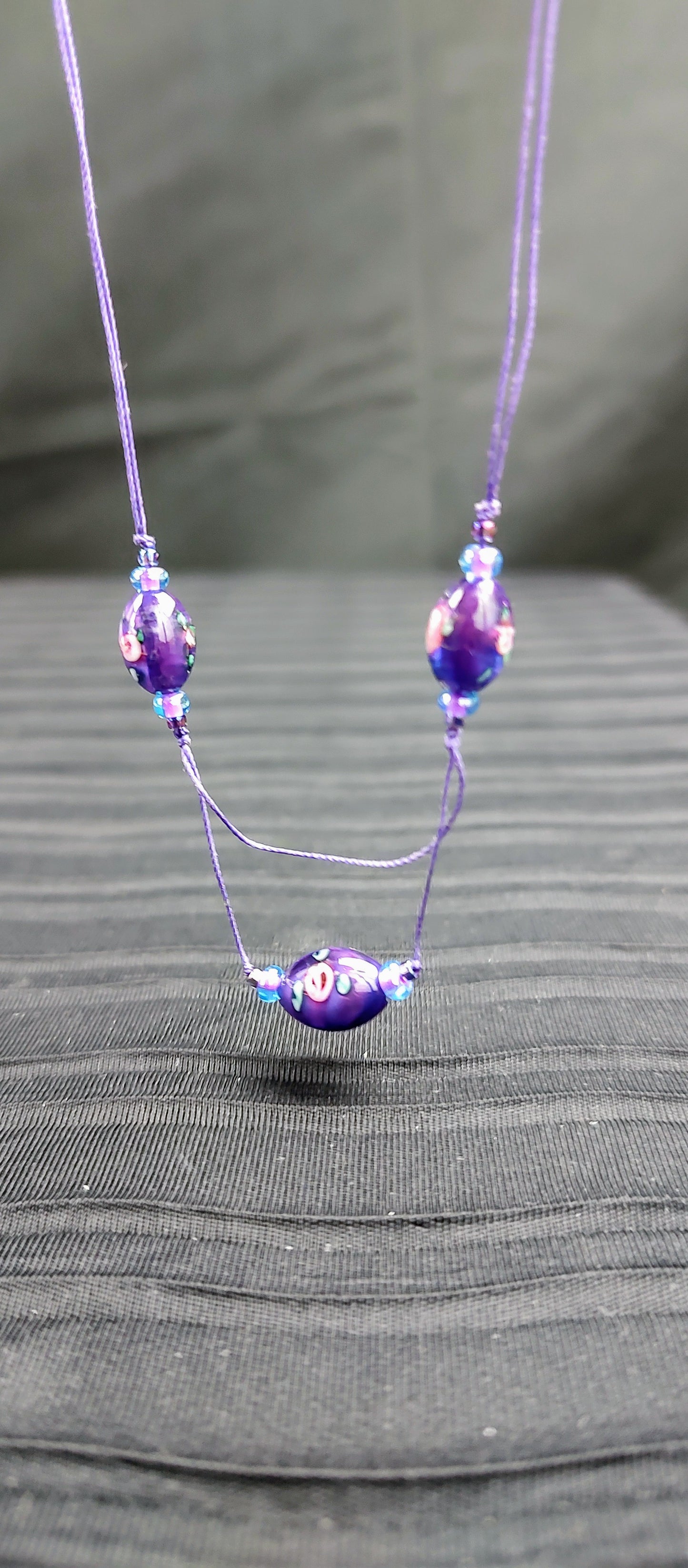 Flower Bead Glass Necklace