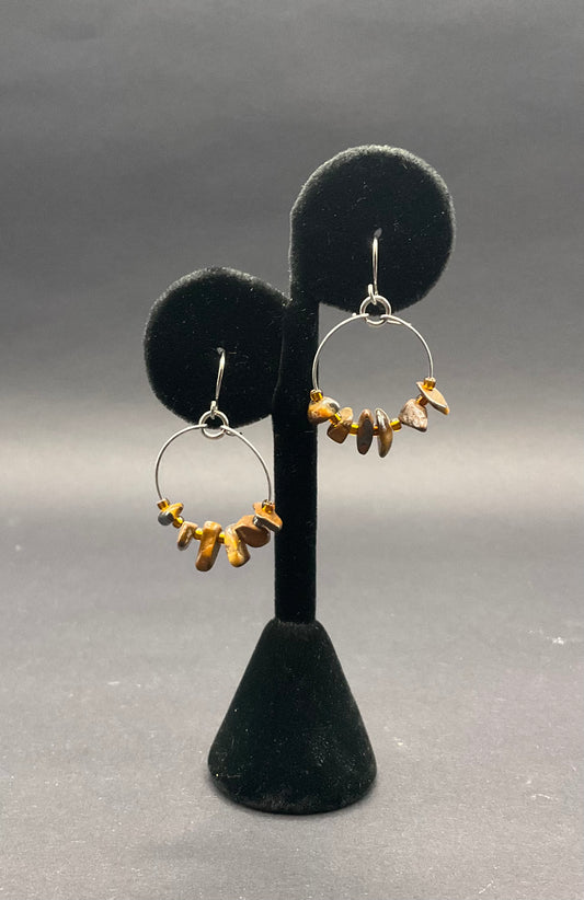 Tiger Eye Earrings Hoops small