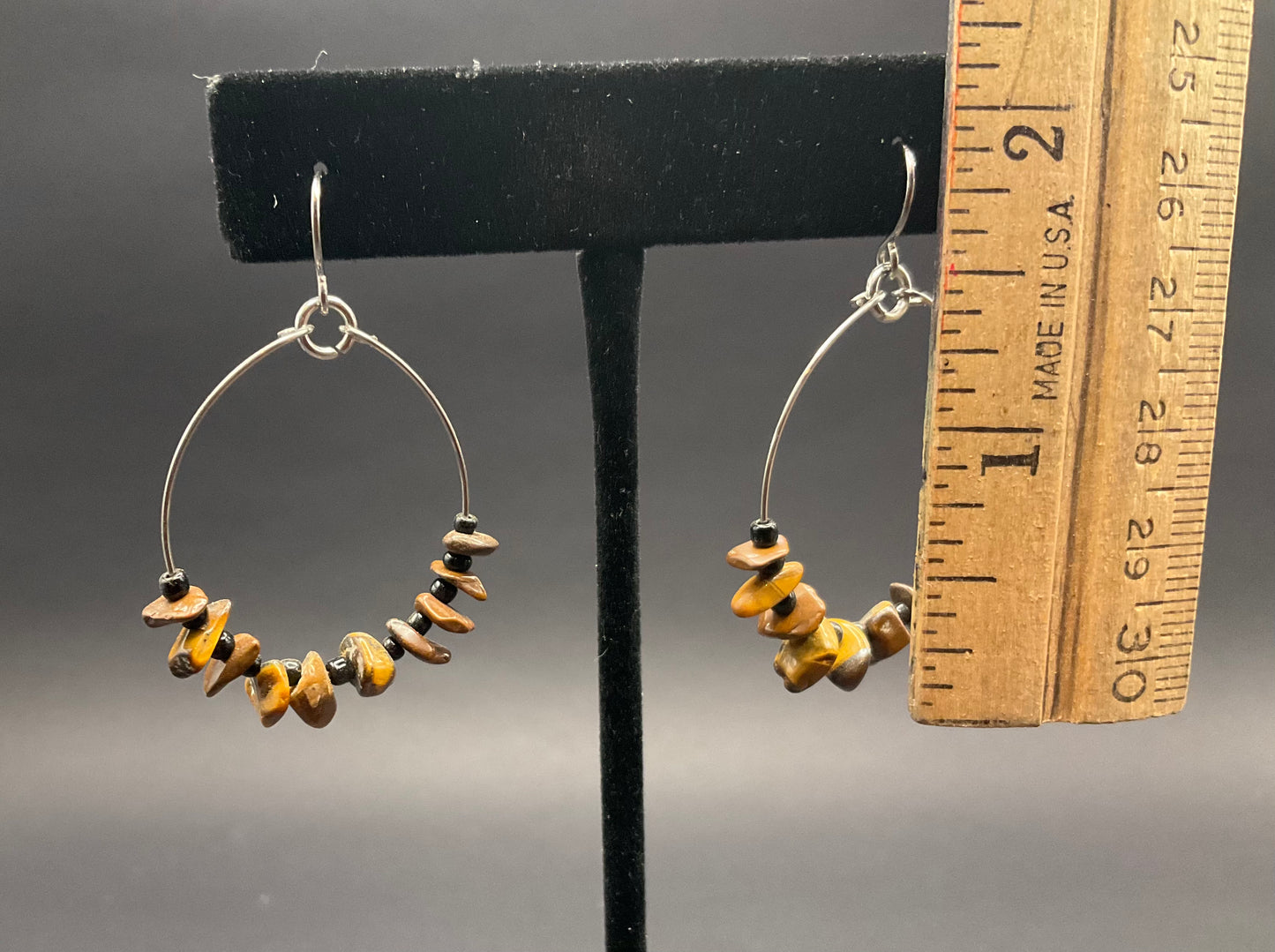 Tiger Eye Earrings Hoops