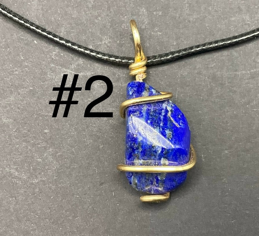 Lapis Lazuli Pendant #01 Wire Wrapped