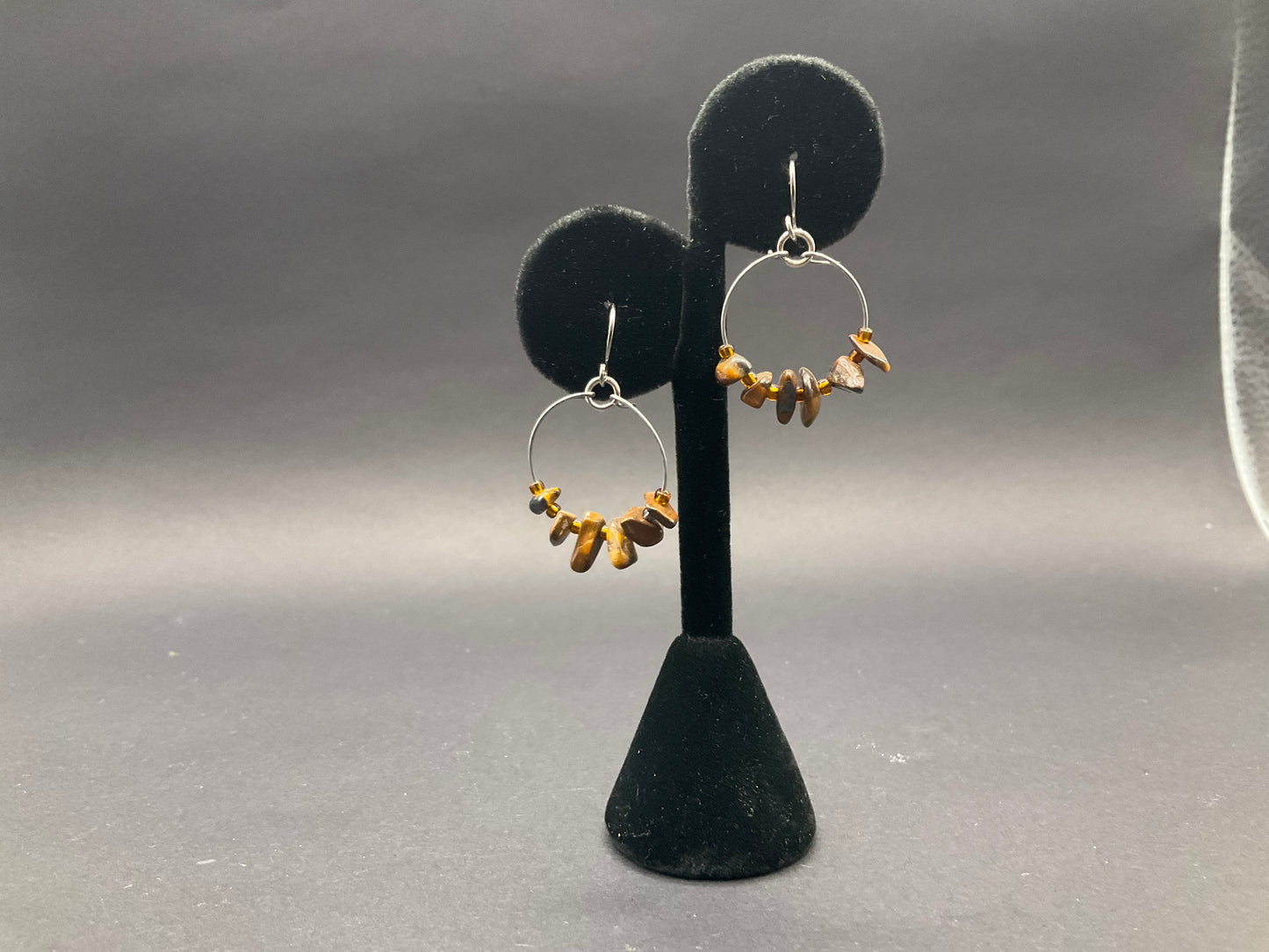 Tiger Eye Earrings Hoops small
