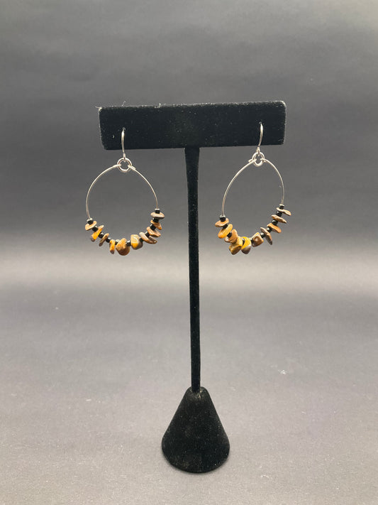 Tiger Eye Earrings Hoops