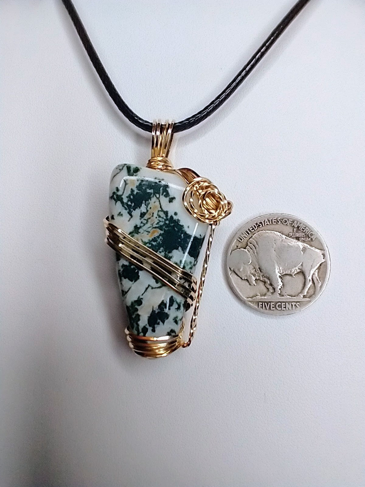 Tree Agate Gold Pendant