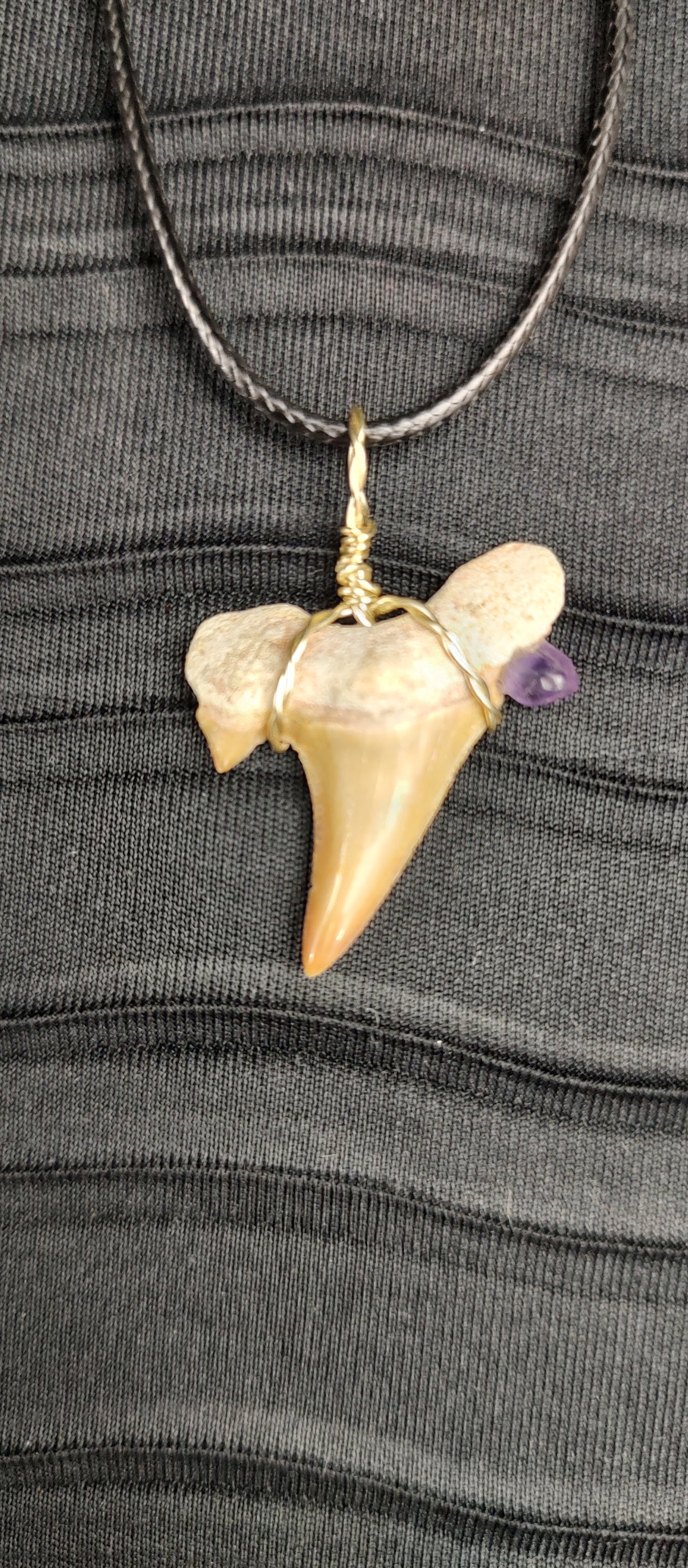 Shark Tooth Pendant w/ Amethyst