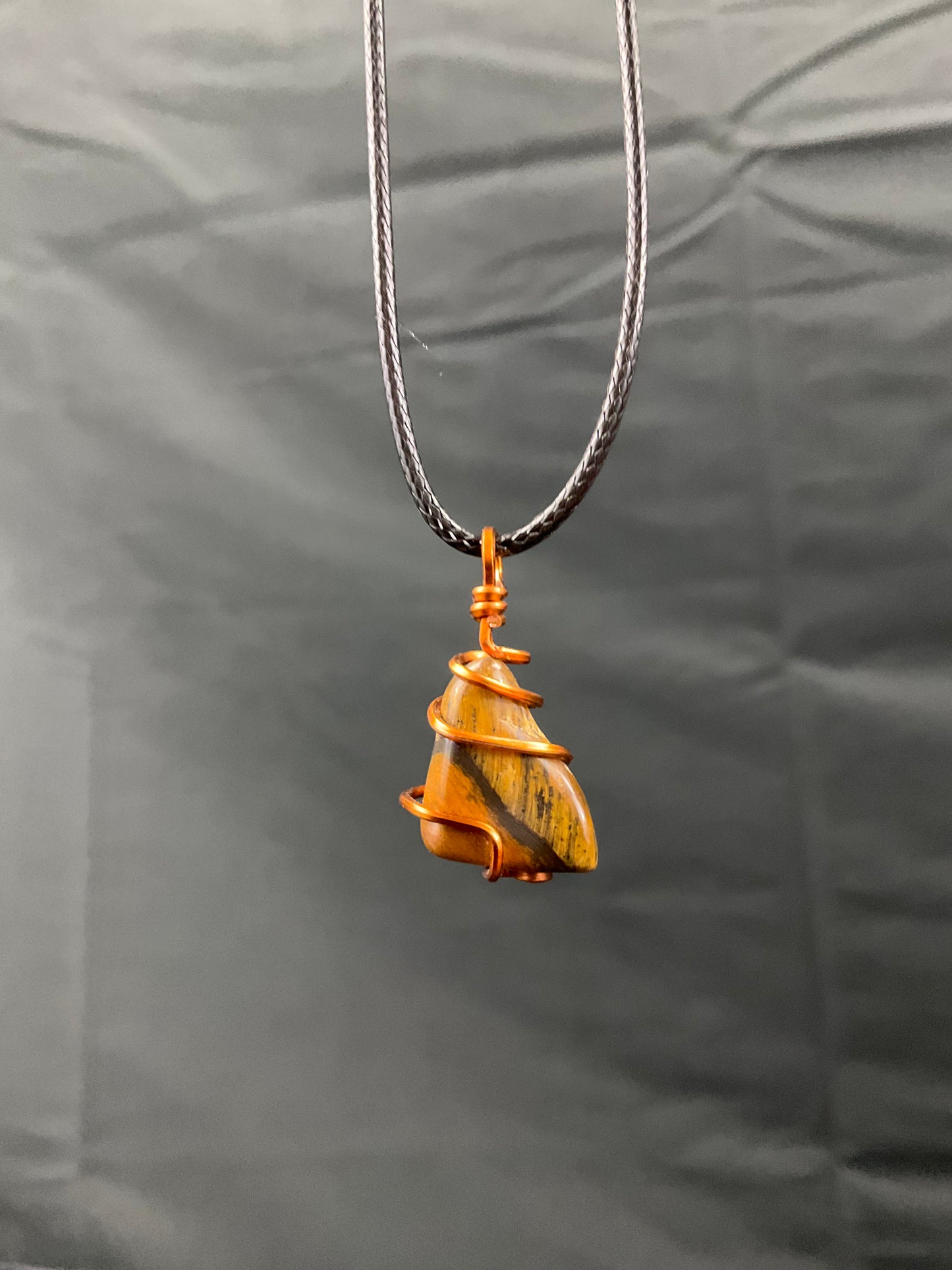 Tigers Eye Pendant Wire Wrapped